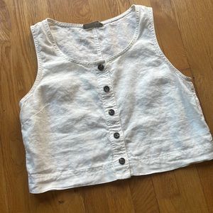 Everlane The Linen Button-Front Crop Tank